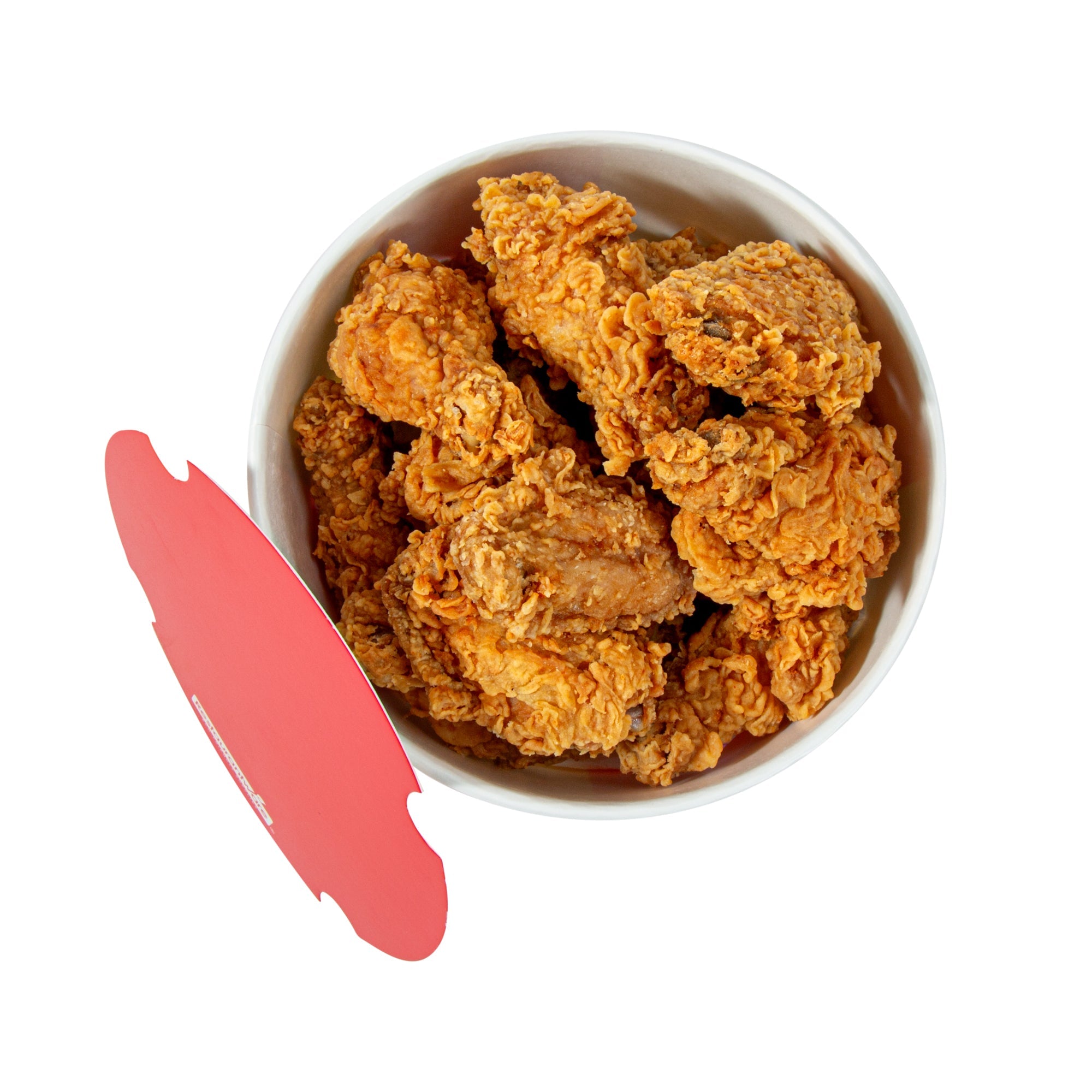 Bio Tek 64 oz Red and White Paper Chicken Bucket - with Lid - 25 count box