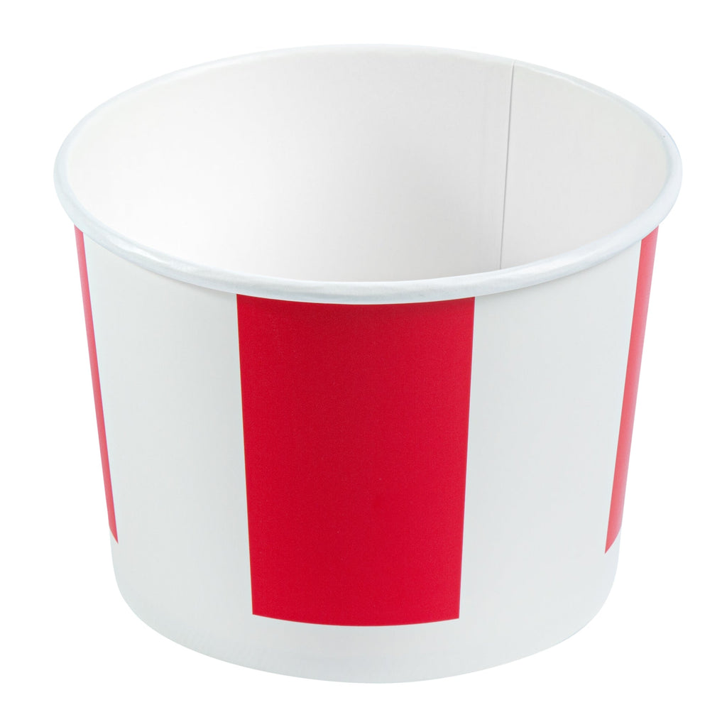 Bio Tek 64 oz Red and White Paper Chicken Bucket - with Lid - 25 count box