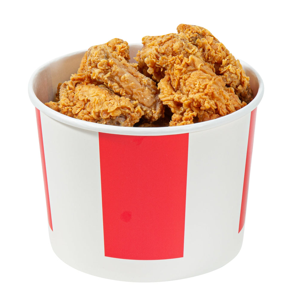 Bio Tek 64 oz Red and White Paper Chicken Bucket - with Lid - 100 count box