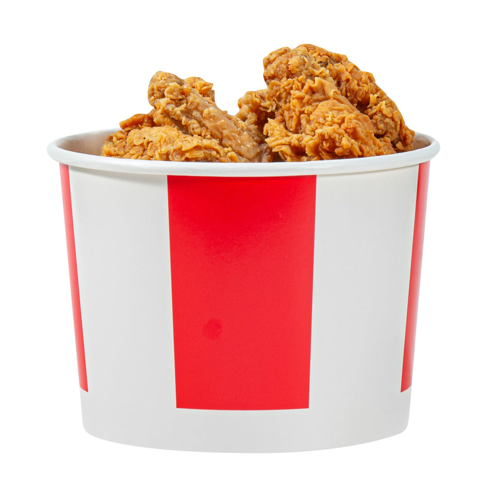 Bio Tek 64 oz Red and White Paper Chicken Bucket - with Lid - 100 count box
