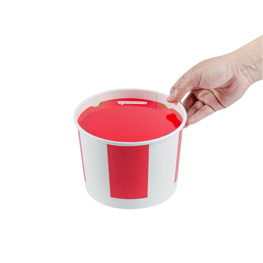 Bio Tek 64 oz Red and White Paper Chicken Bucket - with Lid - 100 count box