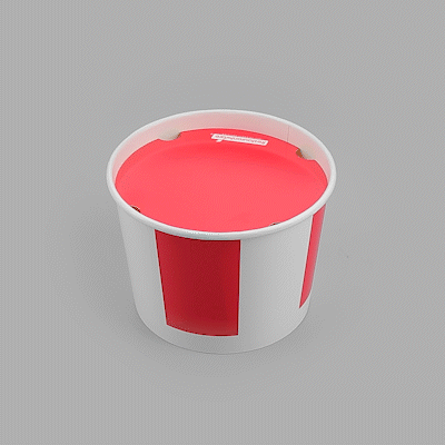 Bio Tek 64 oz Red and White Paper Chicken Bucket - with Lid - 100 count box