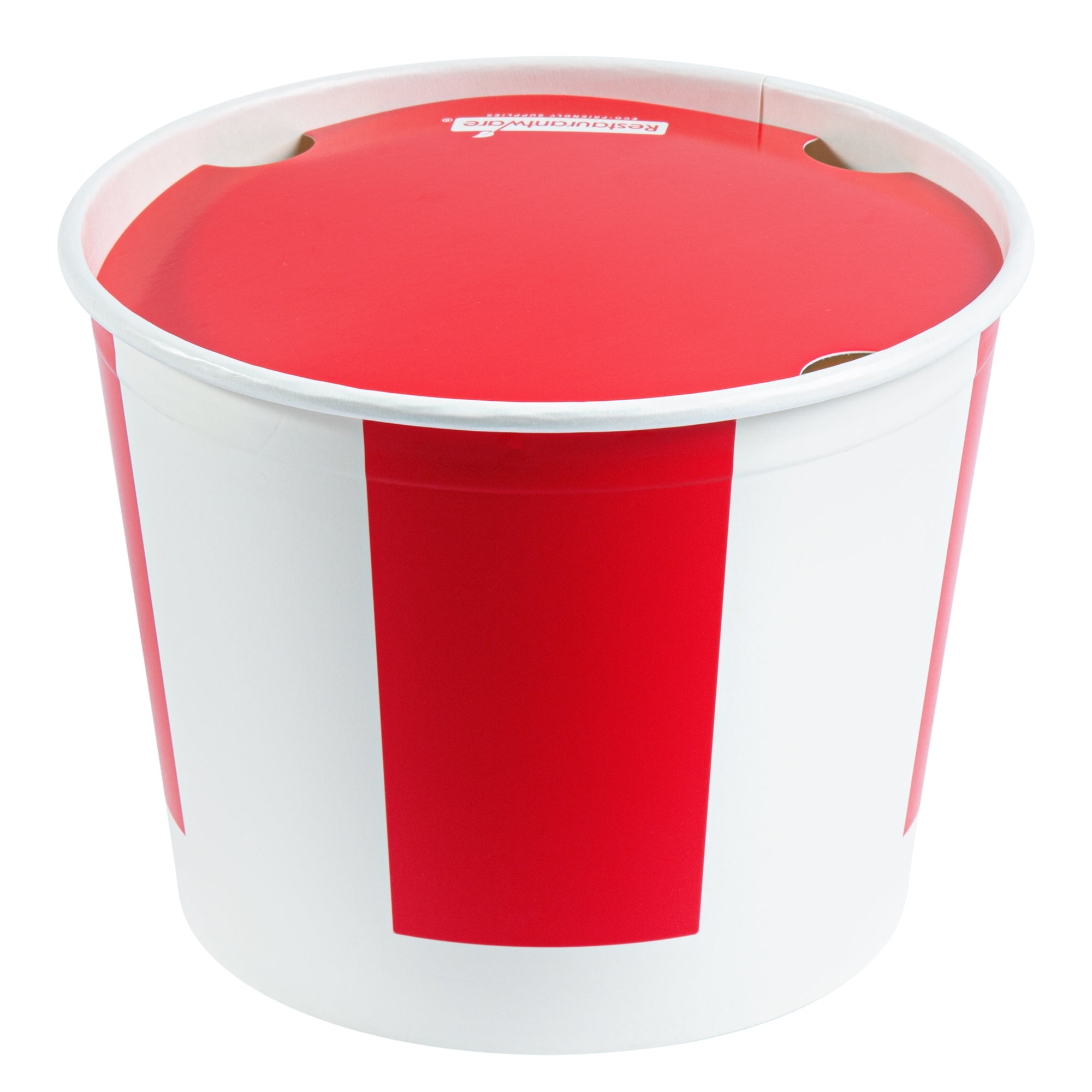 Bio Tek 85 oz Red and White Paper Chicken Bucket - with Lid - 25 count box