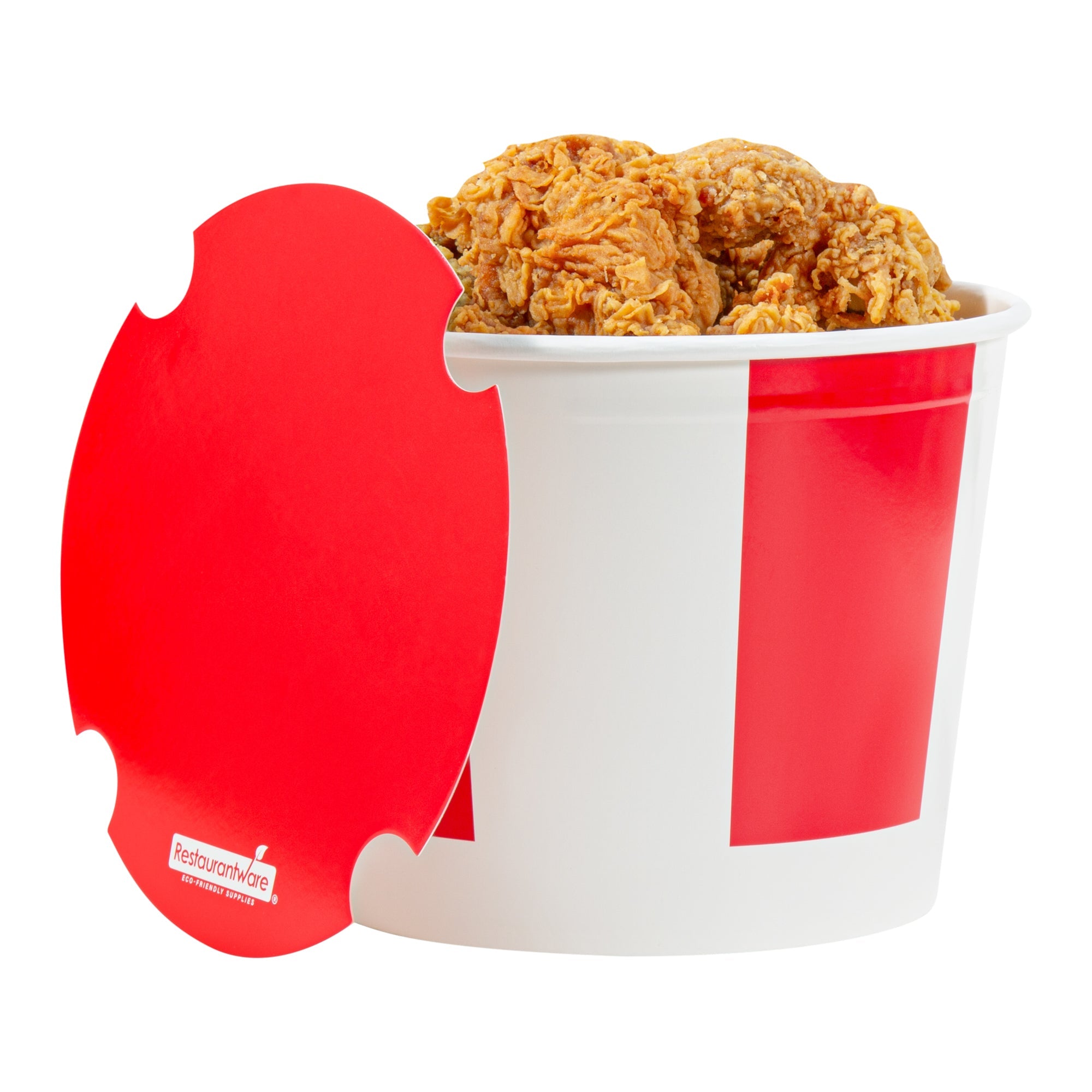 Bio Tek 85 oz Red and White Paper Chicken Bucket - with Lid - 25 count box