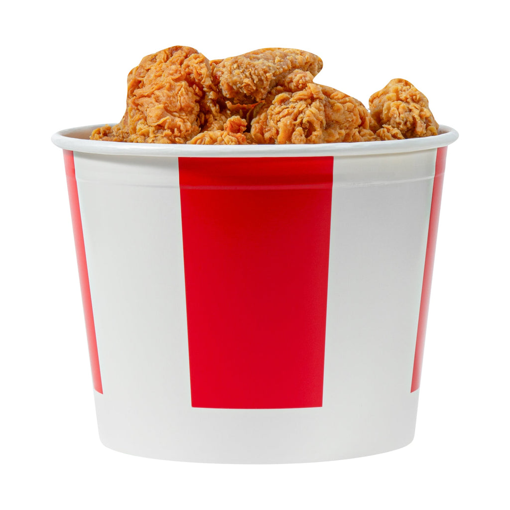 Bio Tek 85 oz Red and White Paper Chicken Bucket - with Lid - 25 count box