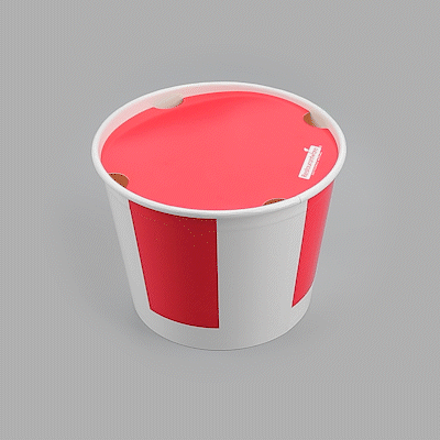 Bio Tek 85 oz Red and White Paper Chicken Bucket - with Lid - 100 count box
