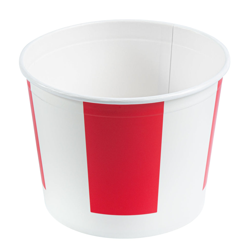 Bio Tek 85 oz Red and White Paper Chicken Bucket - with Lid - 100 count box