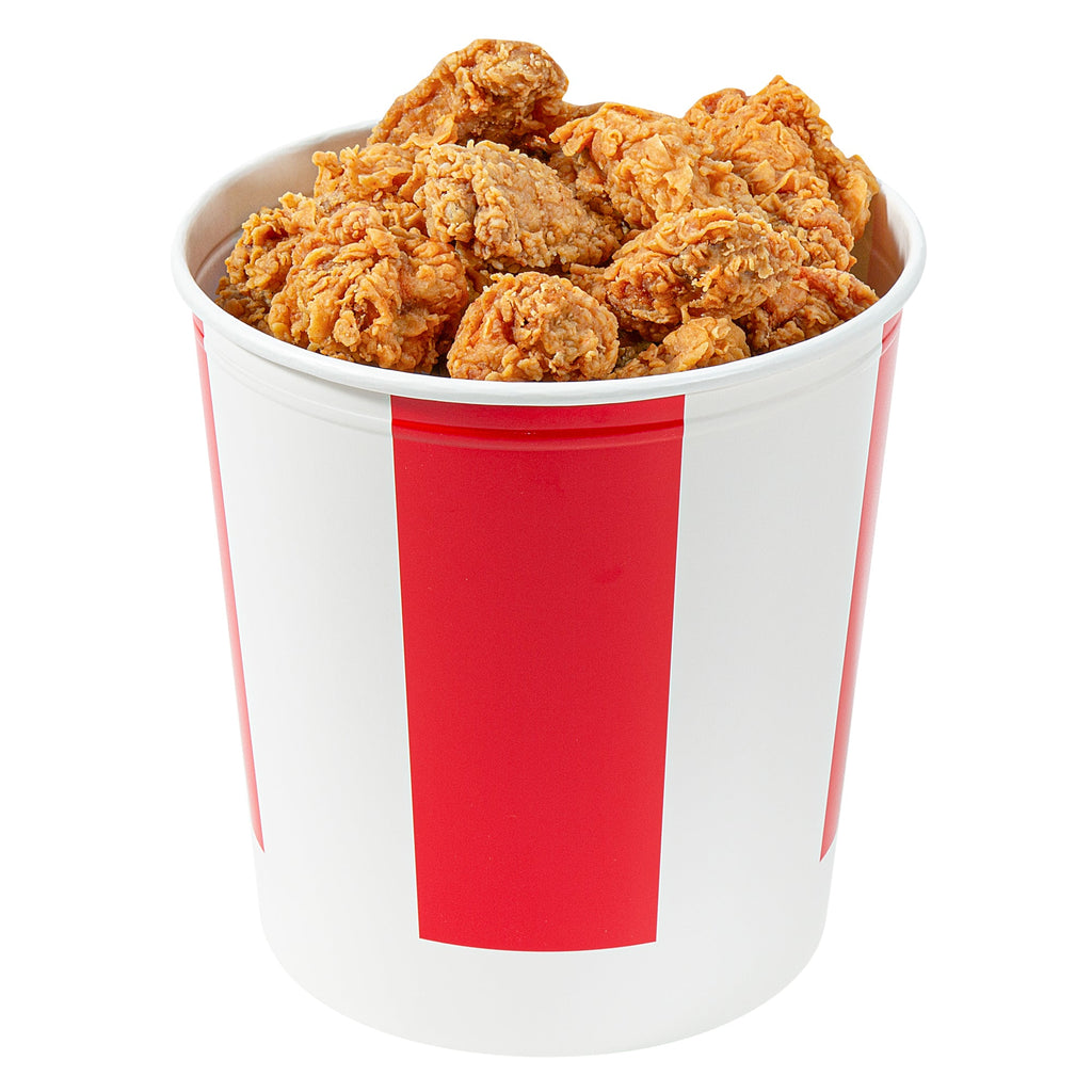 Bio Tek 130 oz Red and White Paper Chicken Bucket - with Lid - 25 count box
