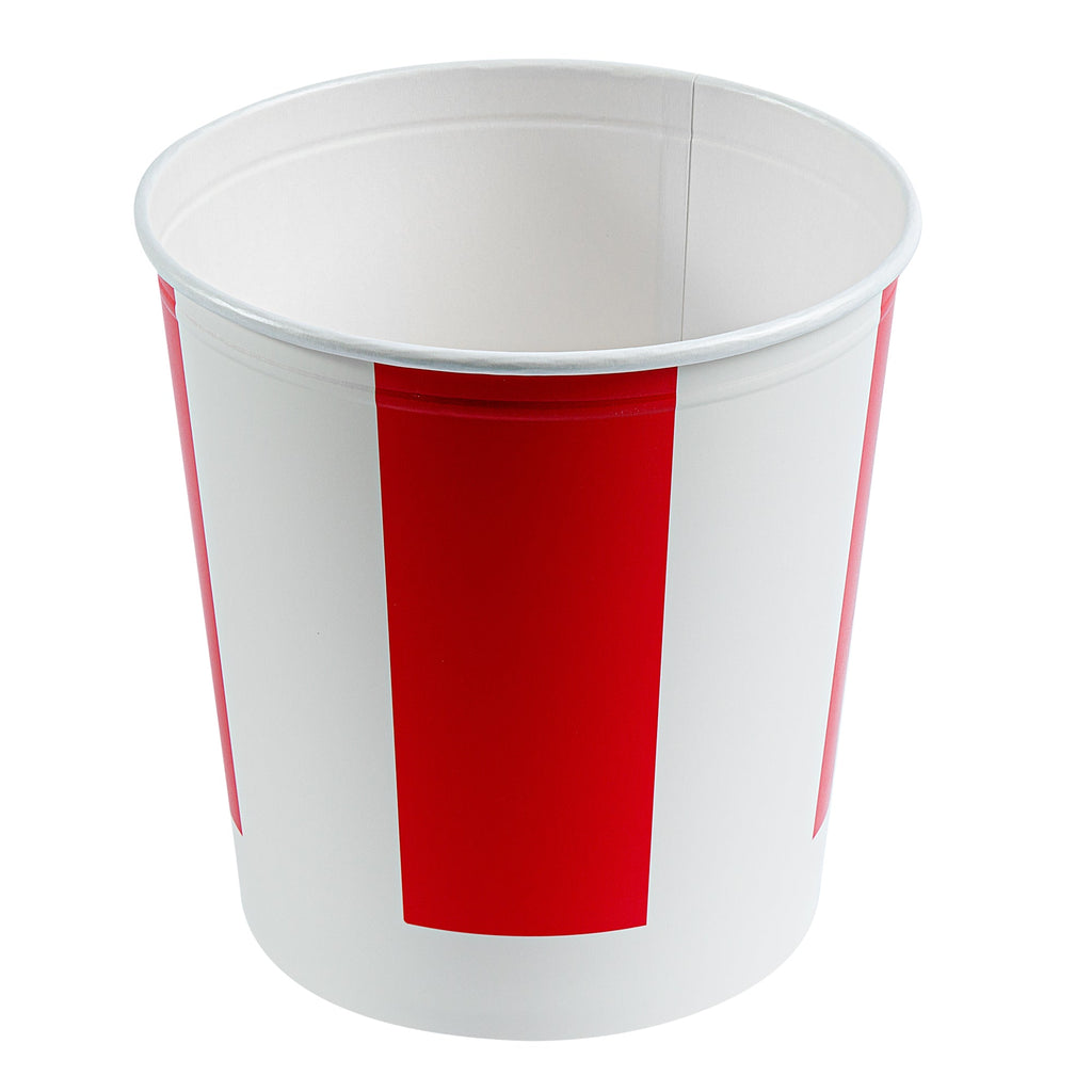 Bio Tek 130 oz Red and White Paper Chicken Bucket - with Lid - 25 count box