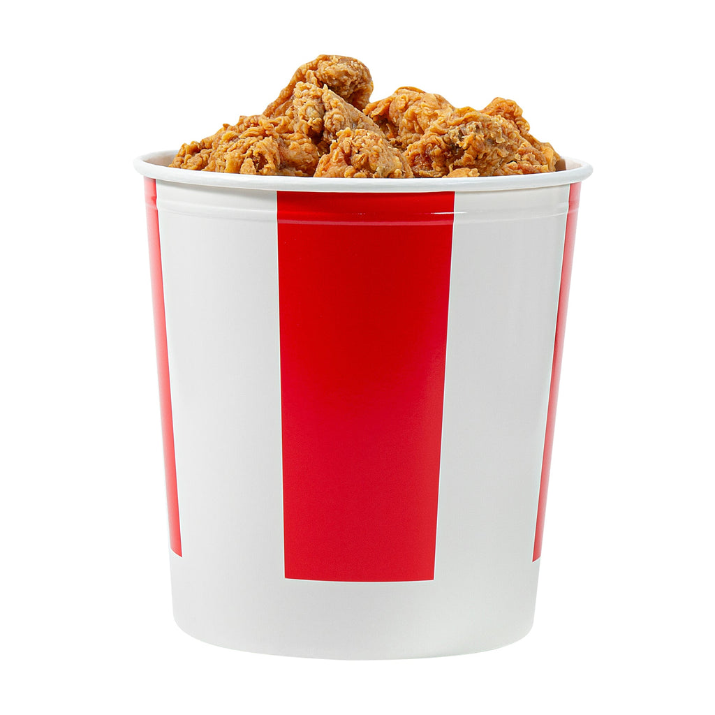 Bio Tek 130 oz Red and White Paper Chicken Bucket - with Lid - 100 count box