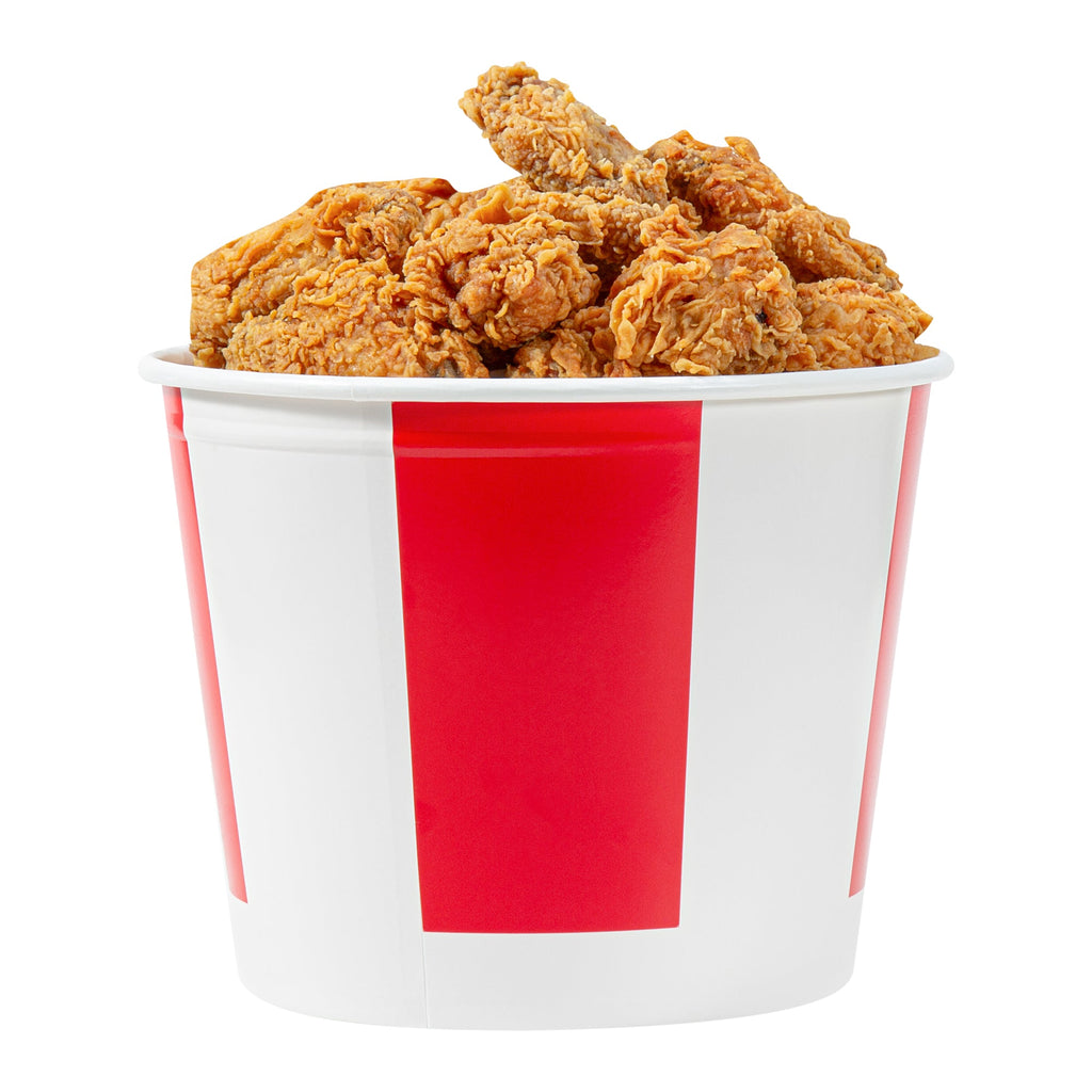 Bio Tek 150 oz Red and White Paper Chicken Bucket - with Lid - 100 count box
