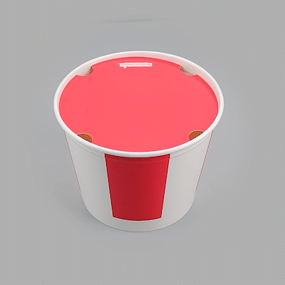 Bio Tek 150 oz Red and White Paper Chicken Bucket - with Lid - 100 count box