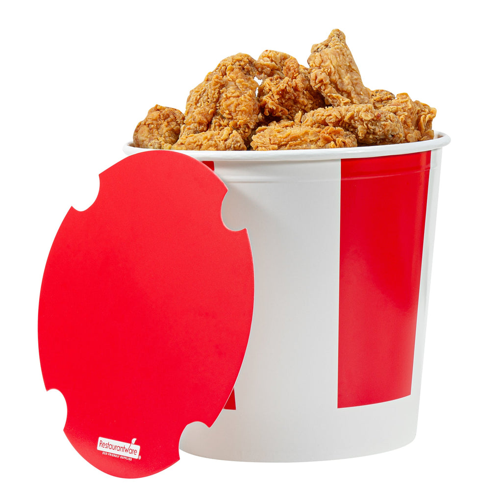 Bio Tek 170 oz Red and White Paper Chicken Bucket - with Lid - 25 count box