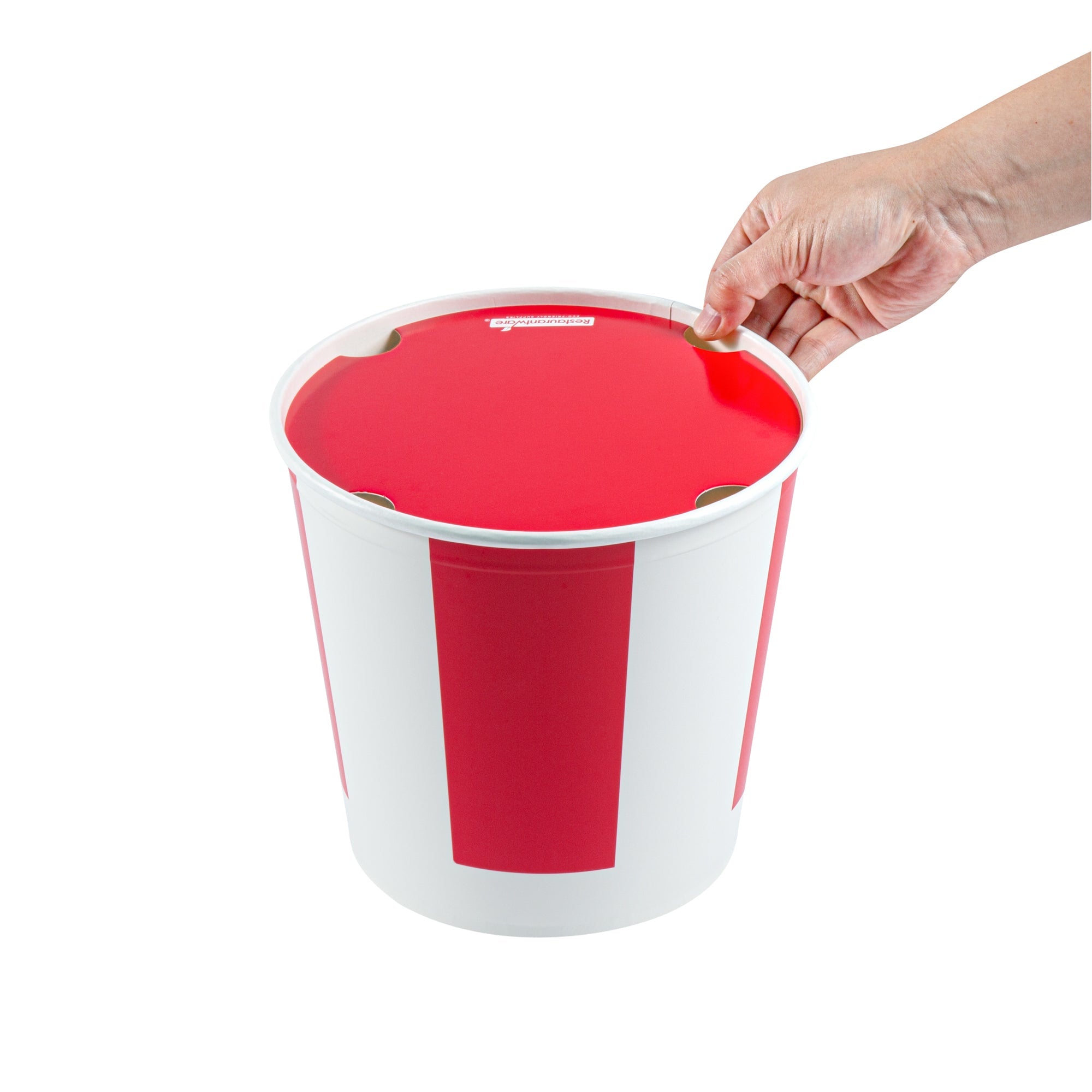 Bio Tek 170 oz Red and White Paper Chicken Bucket - with Lid - 100 count box