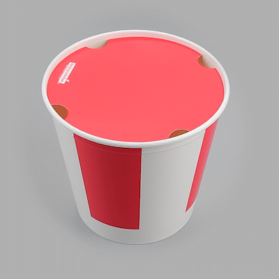Bio Tek 170 oz Red and White Paper Chicken Bucket - with Lid - 100 count box