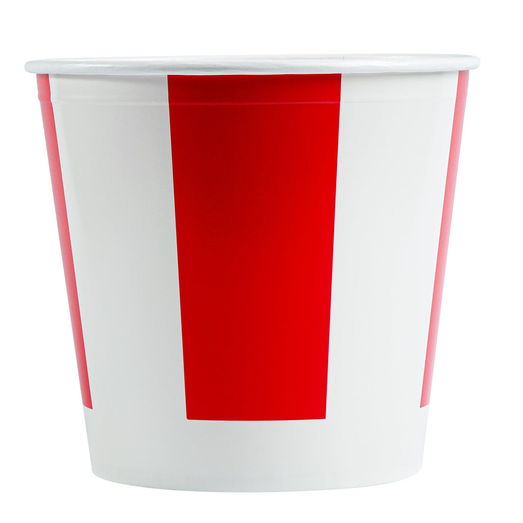 Bio Tek 170 oz Red and White Paper Chicken Bucket - with Lid - 100 count box