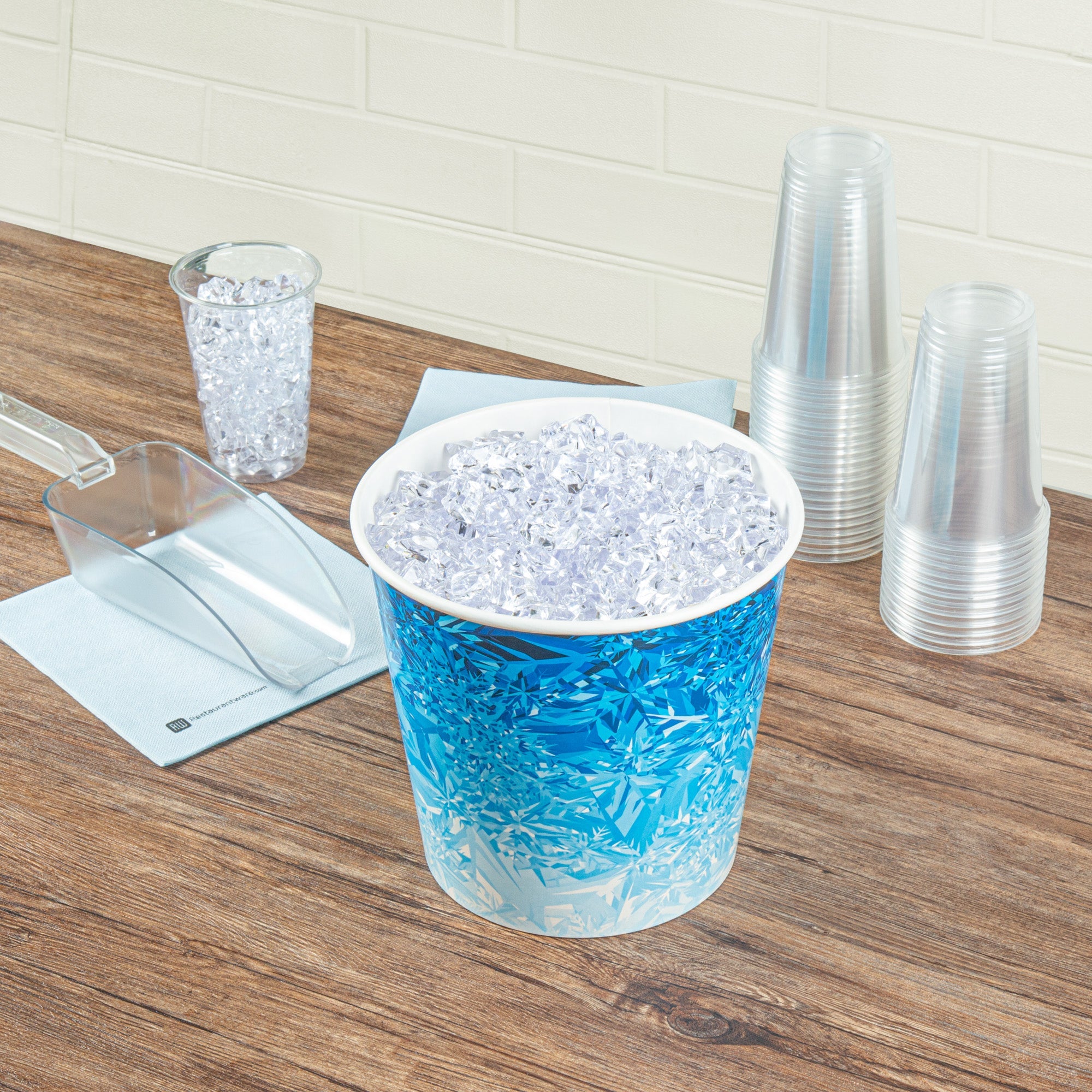 Cater Tek 10 lb Blue Disposable Paper Ice Bucket - 8 3/4" x 8 3/4" x 8 1/4" - 10 count box