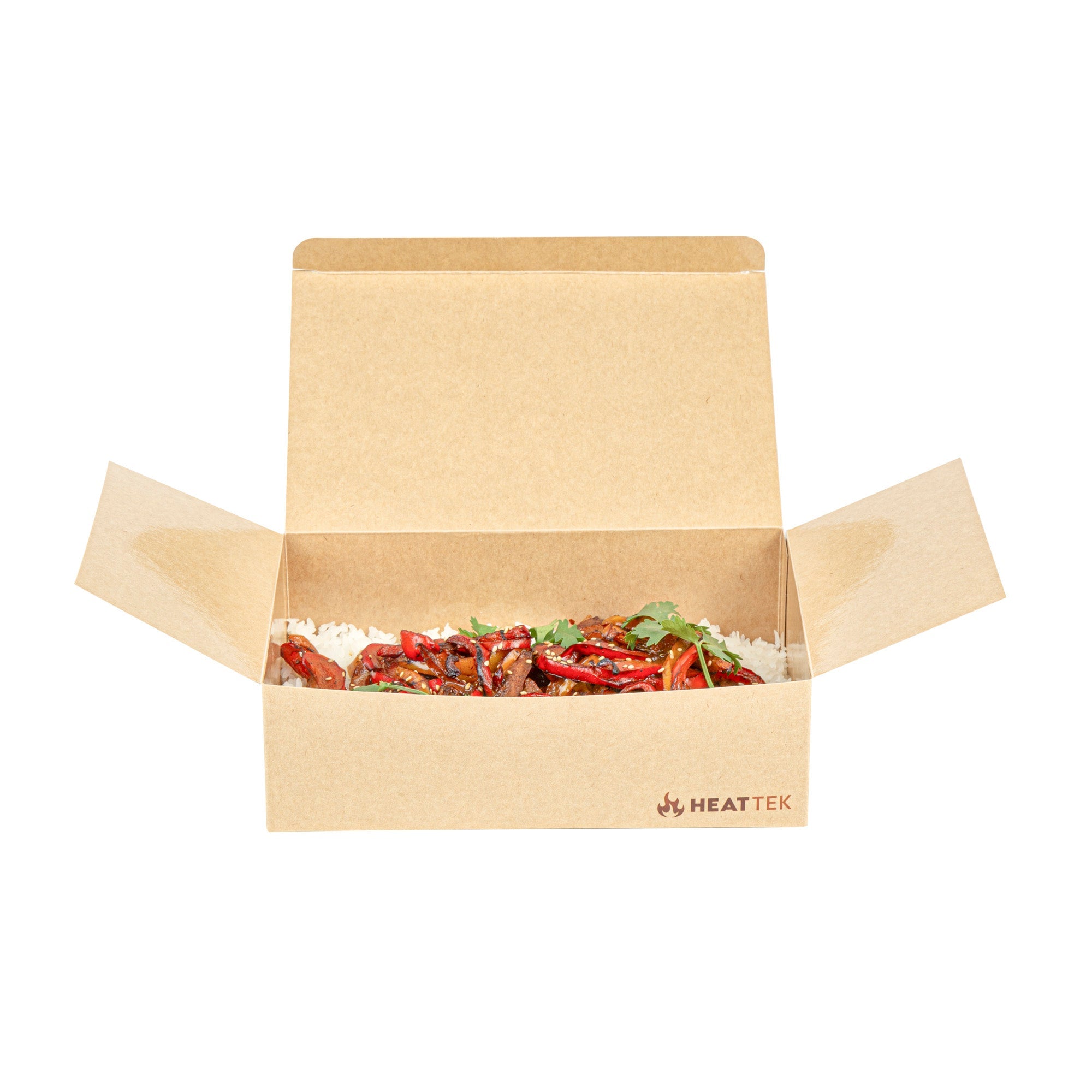 Heat Tek Kraft Paper Take Out Container - Oven-Safe, with Tuck Top - 9" x 5 3/4" x 2 3/4" - 100 count box