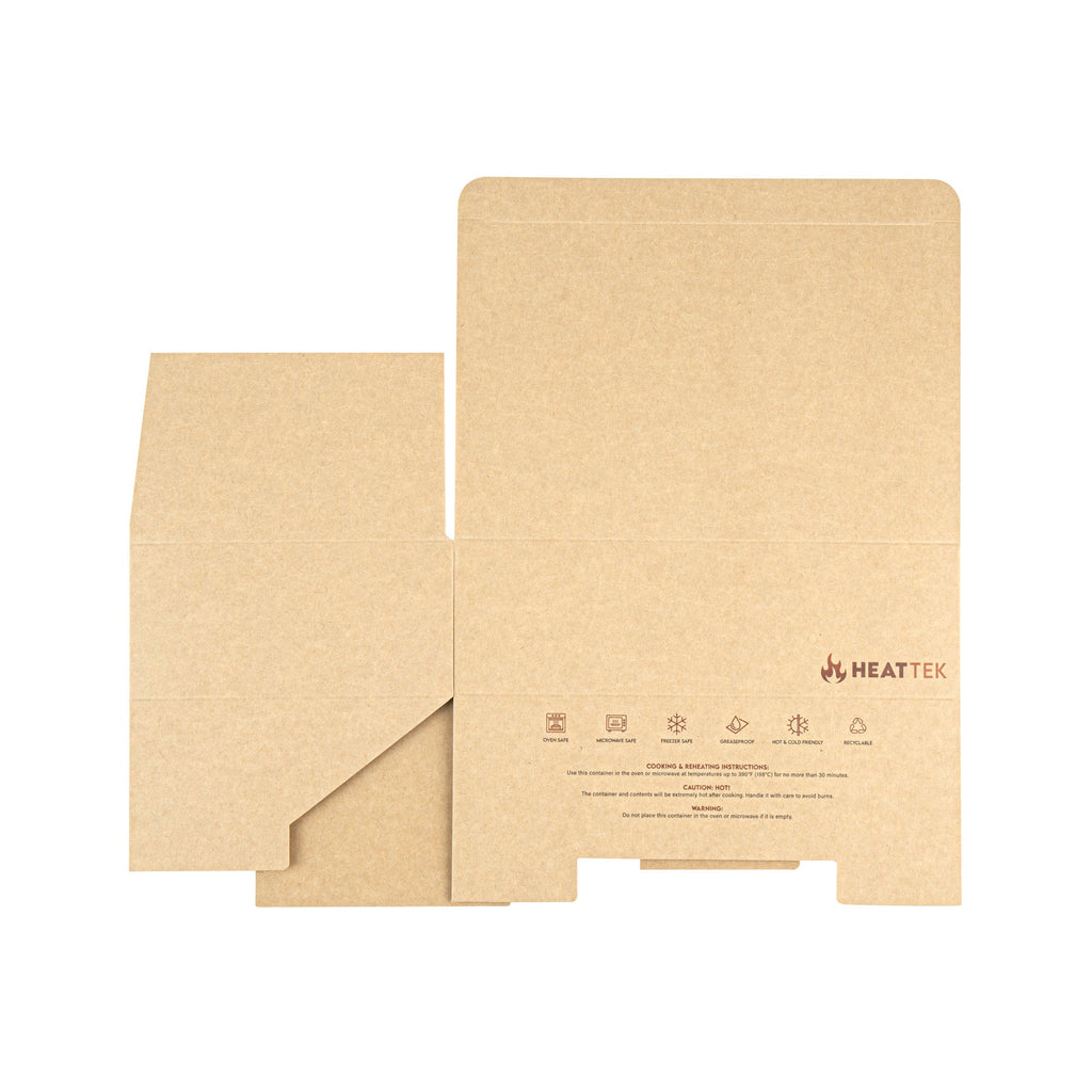 Heat Tek Kraft Paper Take Out Container - Oven-Safe, with Tuck Top - 9" x 5 3/4" x 2 3/4" - 100 count box