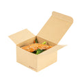 Heat Tek Kraft Paper Take Out Container - Oven-Safe, with Tuck Top - 4 1/2" x 4 1/2" x 3" - 100 count box
