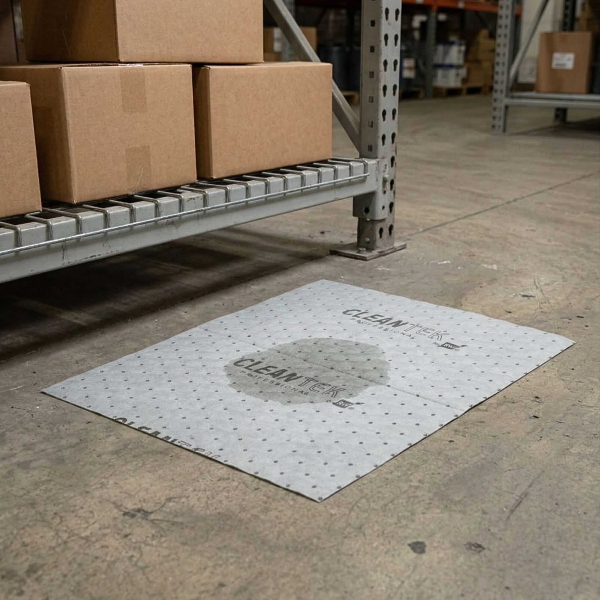 Clean Tek Professional Gray Universal Sorbent Pad - Medium Weight, Perforated - 15" x 19" - 100 count box