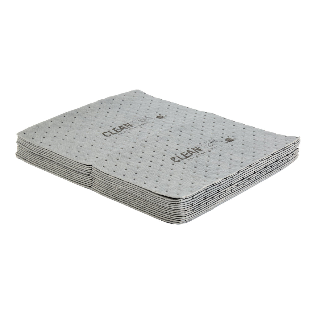Clean Tek Professional Gray Universal Sorbent Pad - Heavy Weight, Perforated - 15" x 19" - 100 count box