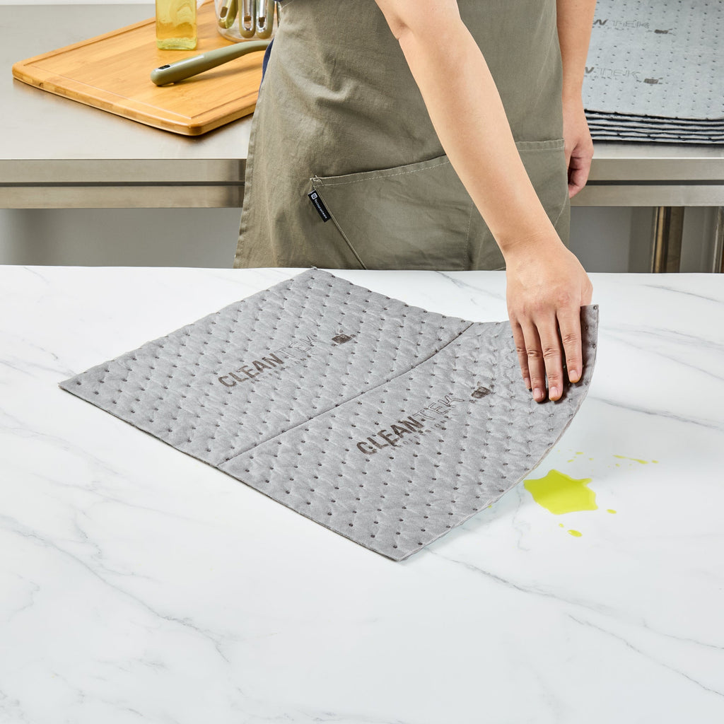 Clean Tek Professional Gray Universal Sorbent Pad - Heavy Weight, Perforated - 15" x 19" - 100 count box