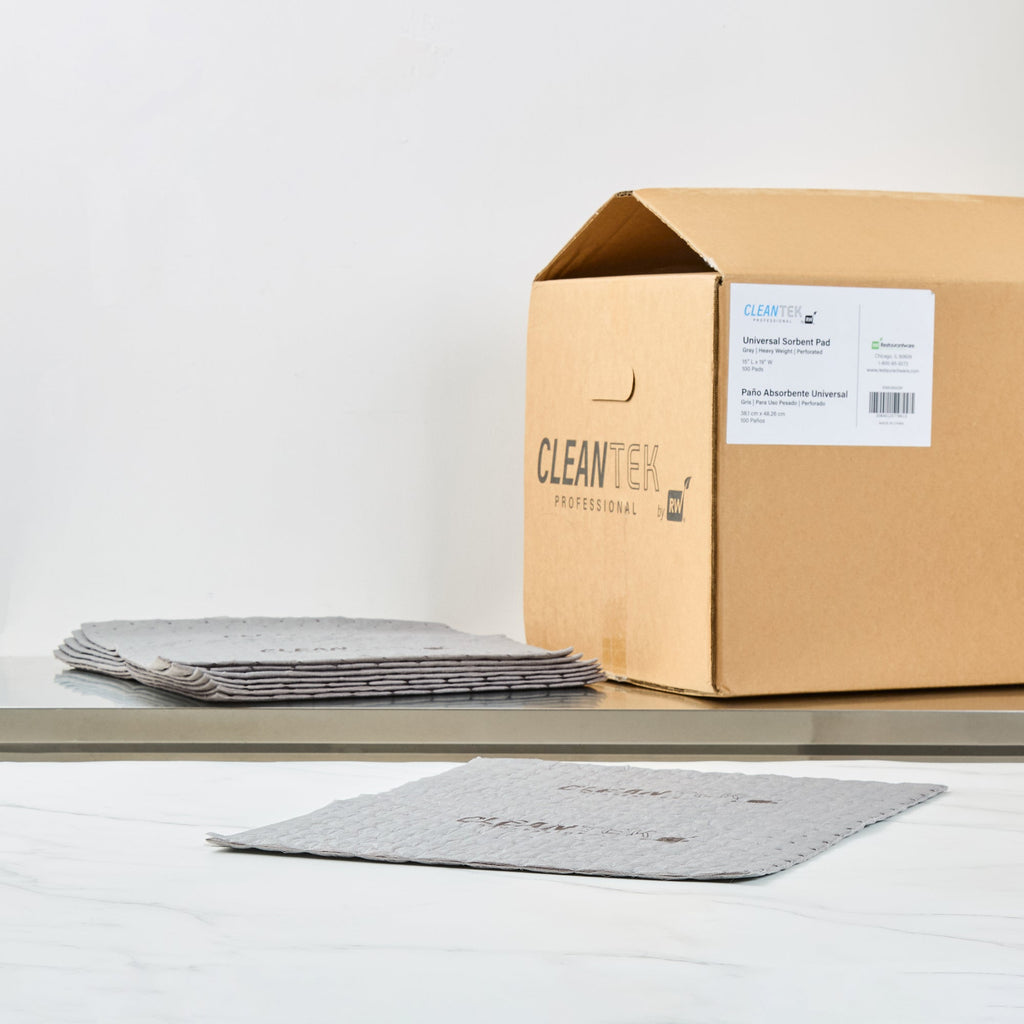 Clean Tek Professional Gray Universal Sorbent Pad - Heavy Weight, Perforated - 15" x 19" - 100 count box