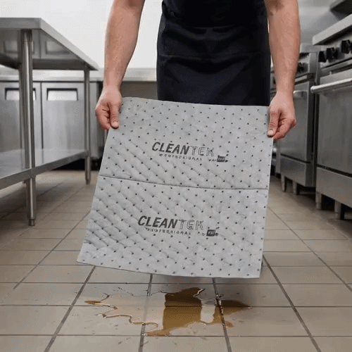 Clean Tek Professional Gray Universal Sorbent Pad - Extra Duty, Perforated - 15" x 19" - 100 count box