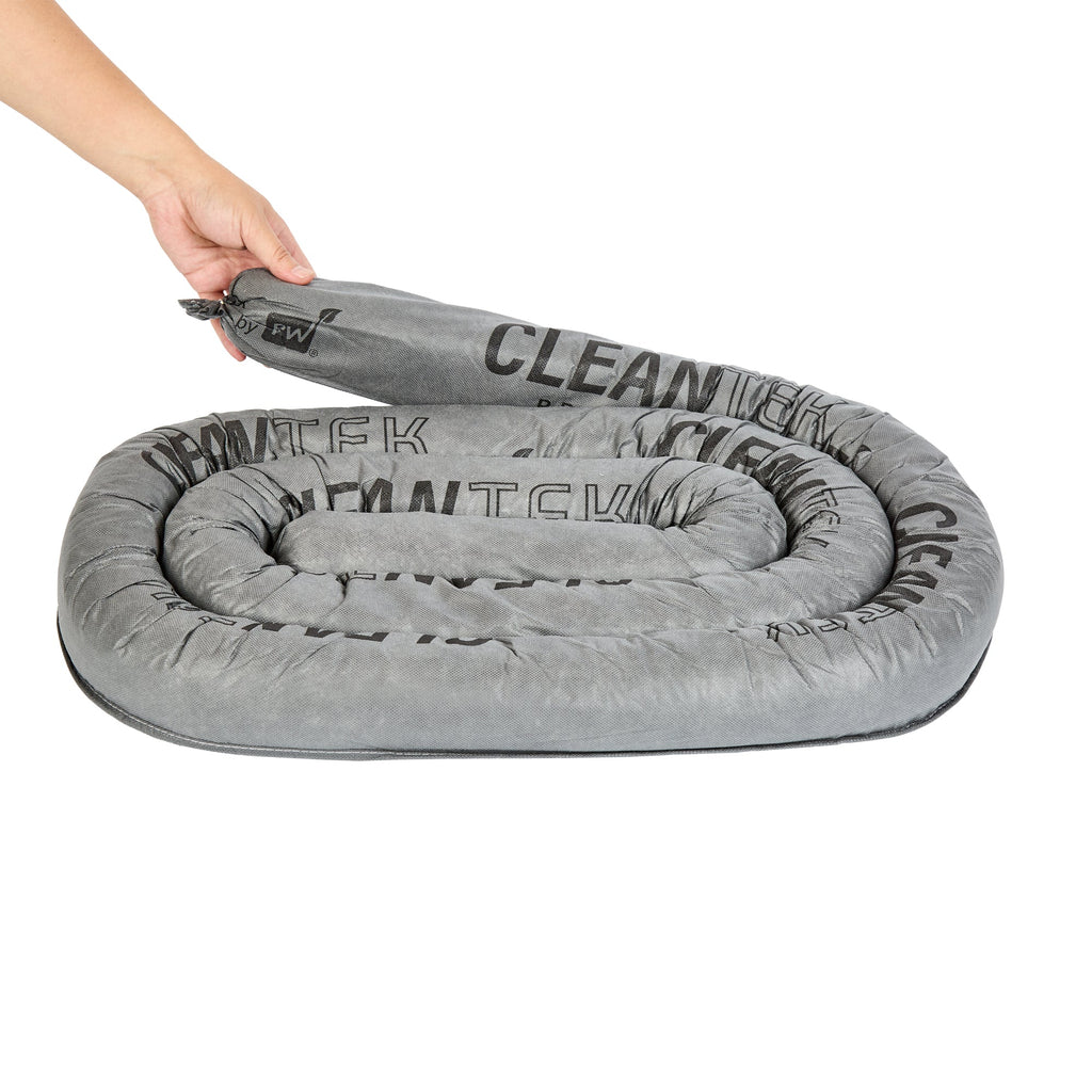 Clean Tek Professional Gray Universal Sorbent Sock - Heavy Duty - 12' x 3" - 4 count box