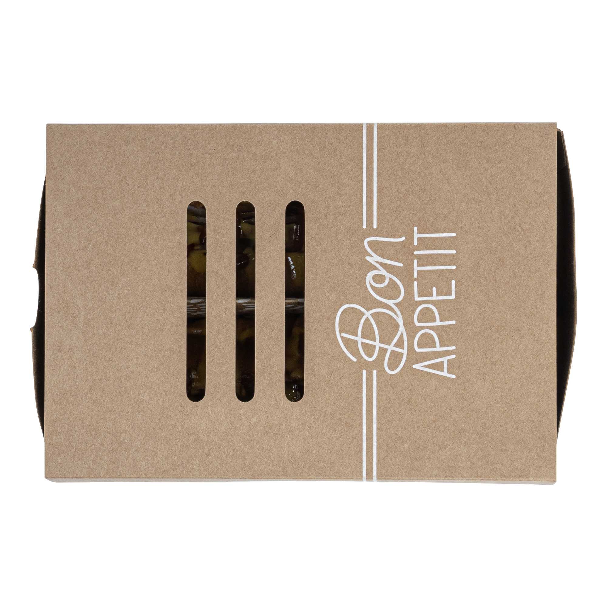 Cater Tek Rectangle Kraft Paper Hot Dog / Sandwich Tray - with Cover and Divider - 8 1/4" x 5 3/4" x 3 3/4" - 100 count box