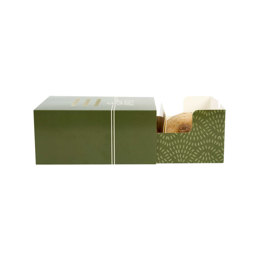 Cater Tek Rectangle Green Paper Burger Tray - with Cover and Divider - 8 1/4" x 5 3/4" x 3 3/4" - 100 count box
