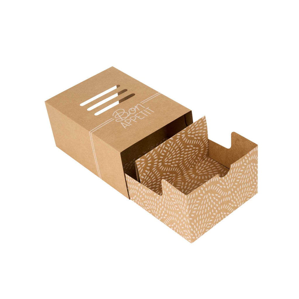 Cater Tek Rectangle Kraft Paper Burger Tray - with Cover and Divider - 8 1/4" x 5 3/4" x 3 3/4" - 100 count box