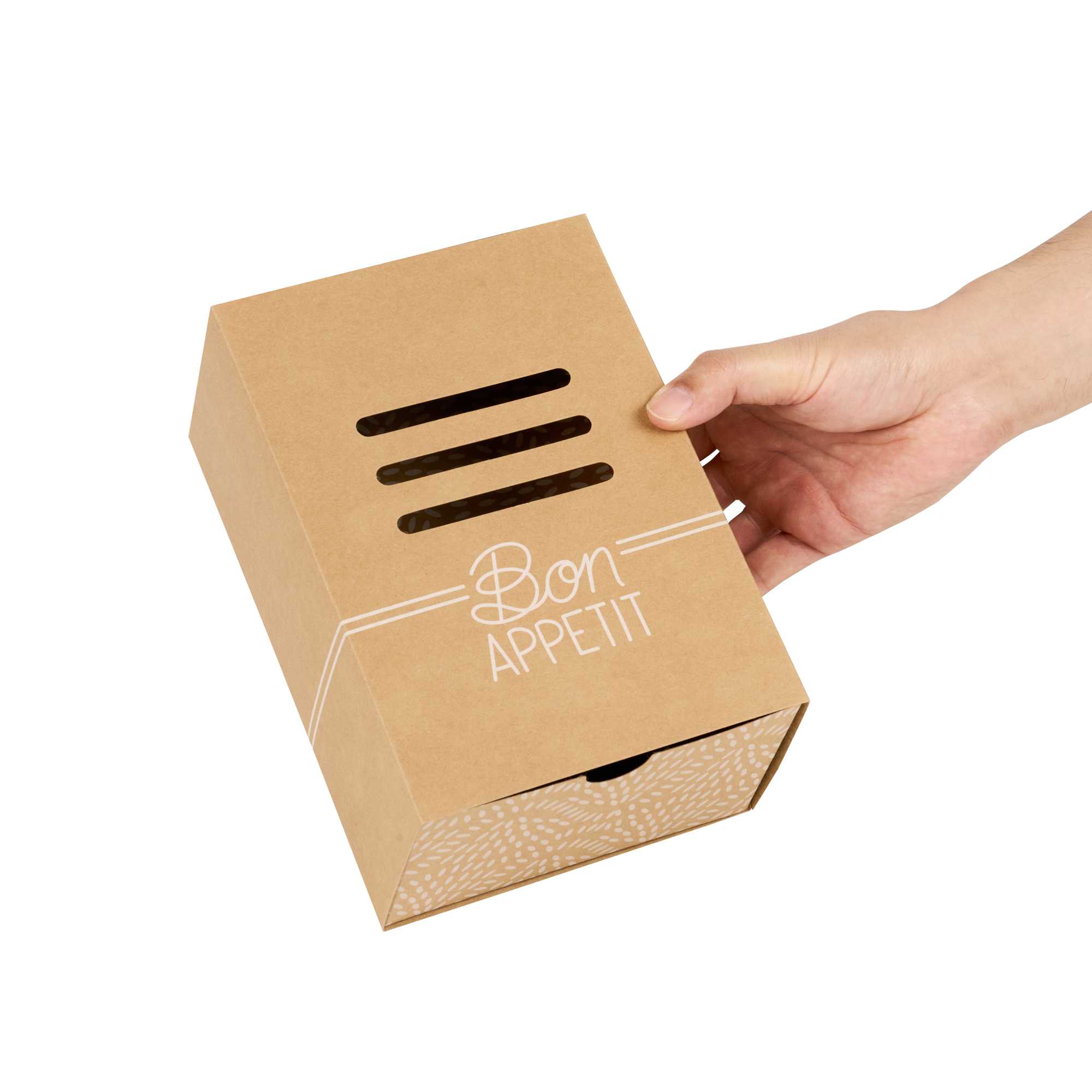Cater Tek Rectangle Kraft Paper Burger Tray - with Cover and Divider - 8 1/4" x 5 3/4" x 3 3/4" - 100 count box