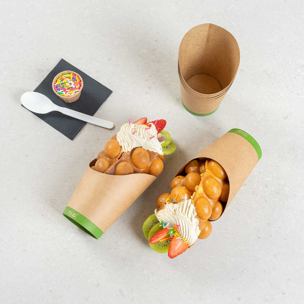 Sustain 12 oz Round Kraft Paper Incline Cup - with PLA Lining, Compostable - 3 1/2" x 3 1/2" x 4 3/4" - 100 count box