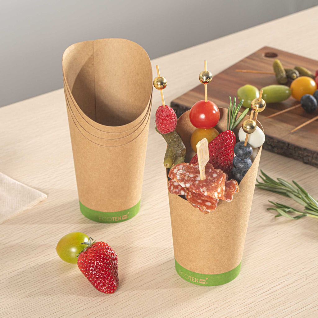 Sustain 16 oz Round Kraft Paper Incline Cup - with PLA Lining, Compostable - 3 1/2" x 3 1/2" x 5 3/4" - 100 count box