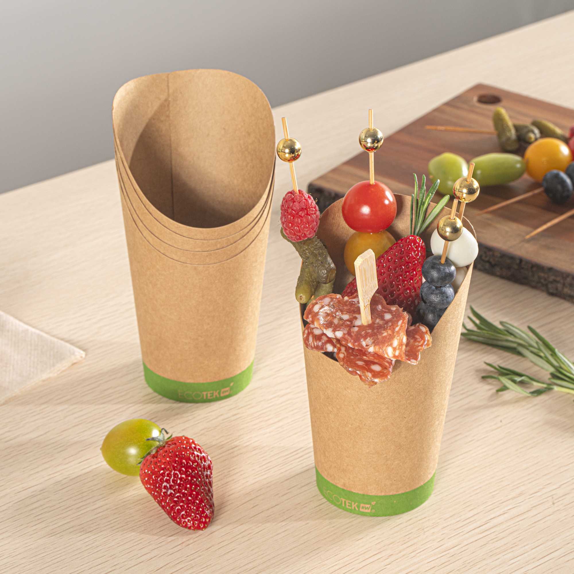 Sustain 16 oz Round Kraft Paper Incline Cup - with PLA Lining, Compostable - 3 1/2" x 3 1/2" x 5 3/4" - 100 count box