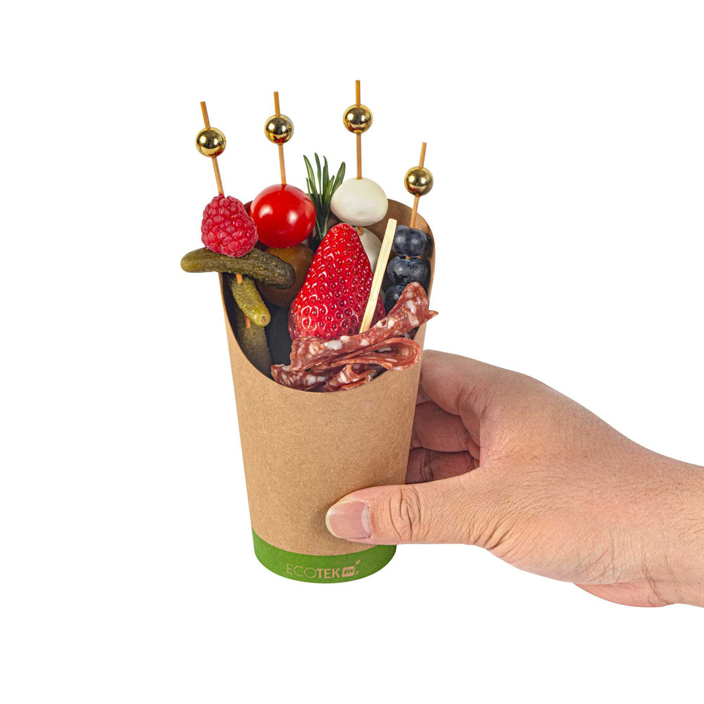 Sustain 16 oz Round Kraft Paper Incline Cup - with PLA Lining, Compostable - 3 1/2" x 3 1/2" x 5 3/4" - 100 count box