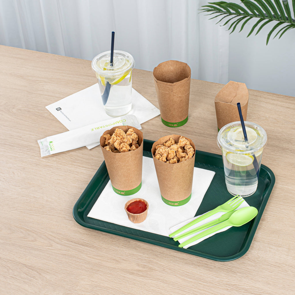 Sustain 16 oz Round Kraft Paper To Go Fry Cup - with PLA Lining, Compostable - 3 1/4" x 3 1/4" x 4 1/4" - 100 count box