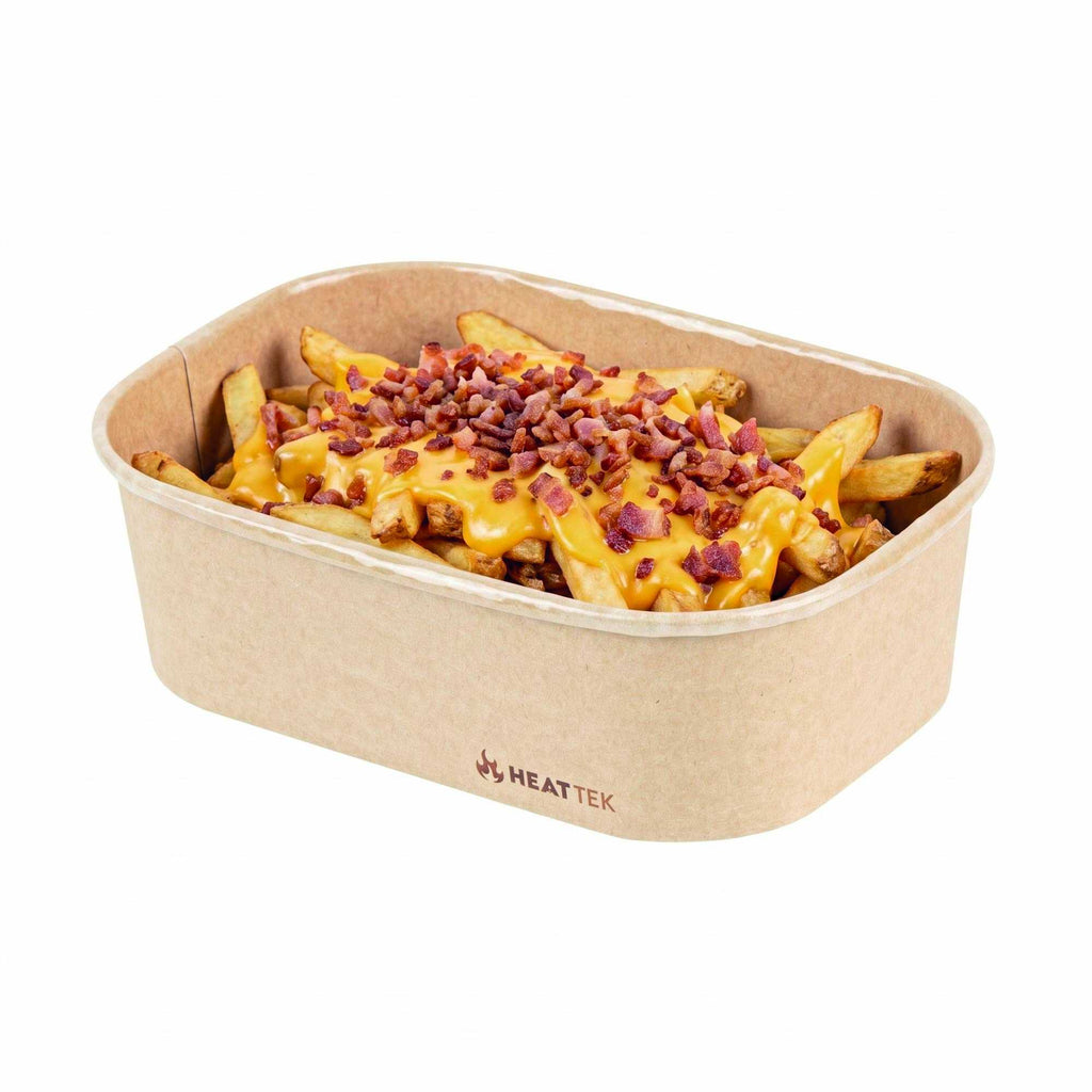 Heat Tek 20 oz Oval Kraft Paper Serving Container - Oven-Safe - 6 3/4" x 4 3/4" x 2" -100 count box