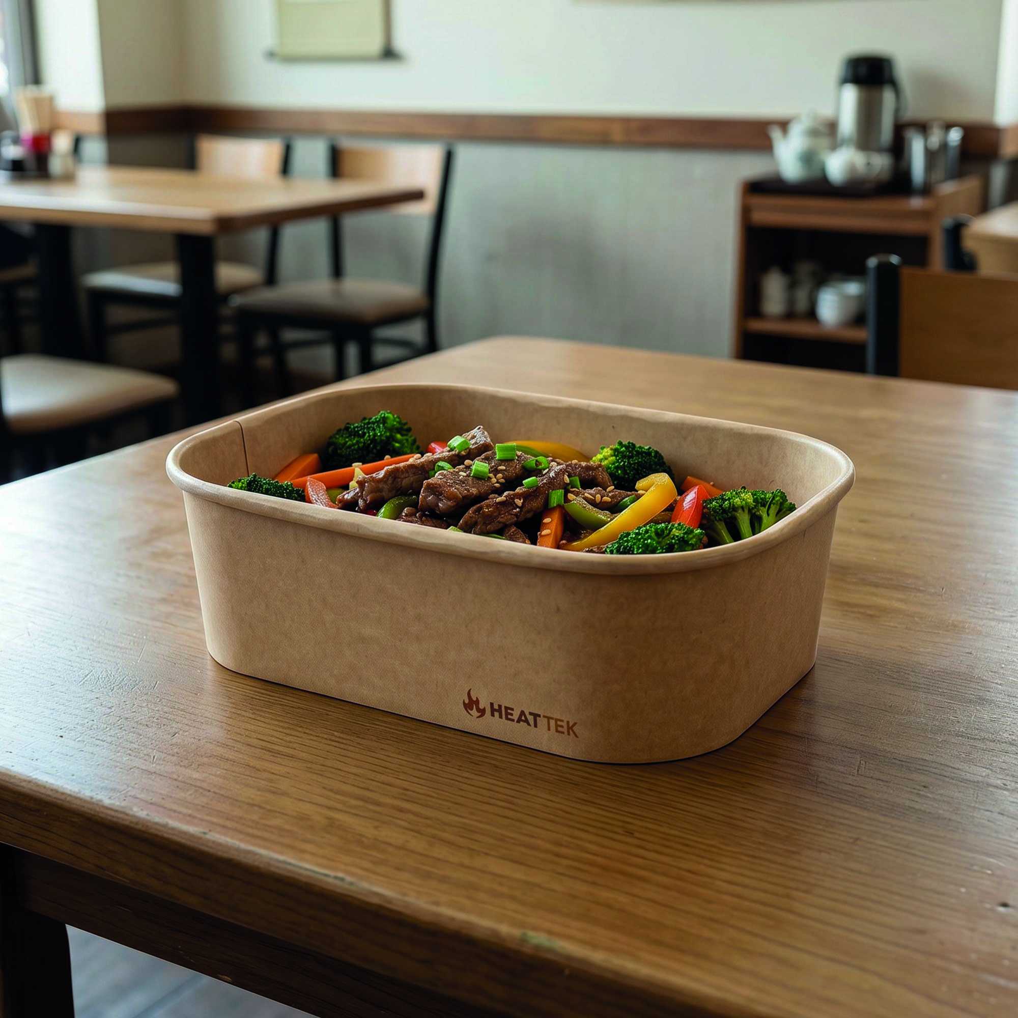 Heat Tek 20 oz Oval Kraft Paper Serving Container - Oven-Safe - 6 3/4" x 4 3/4" x 2" -100 count box