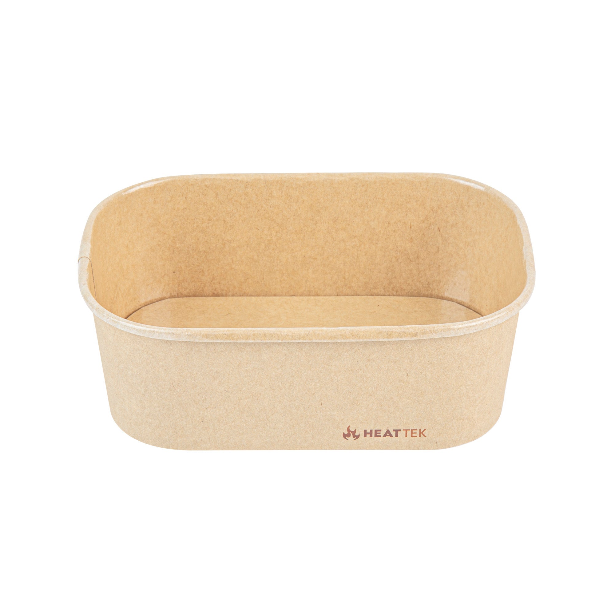 Heat Tek 25 oz Oval Kraft Paper Serving Container - Oven-Safe - 6 3/4" x 4 3/4" x 2 1/4" -100 count box