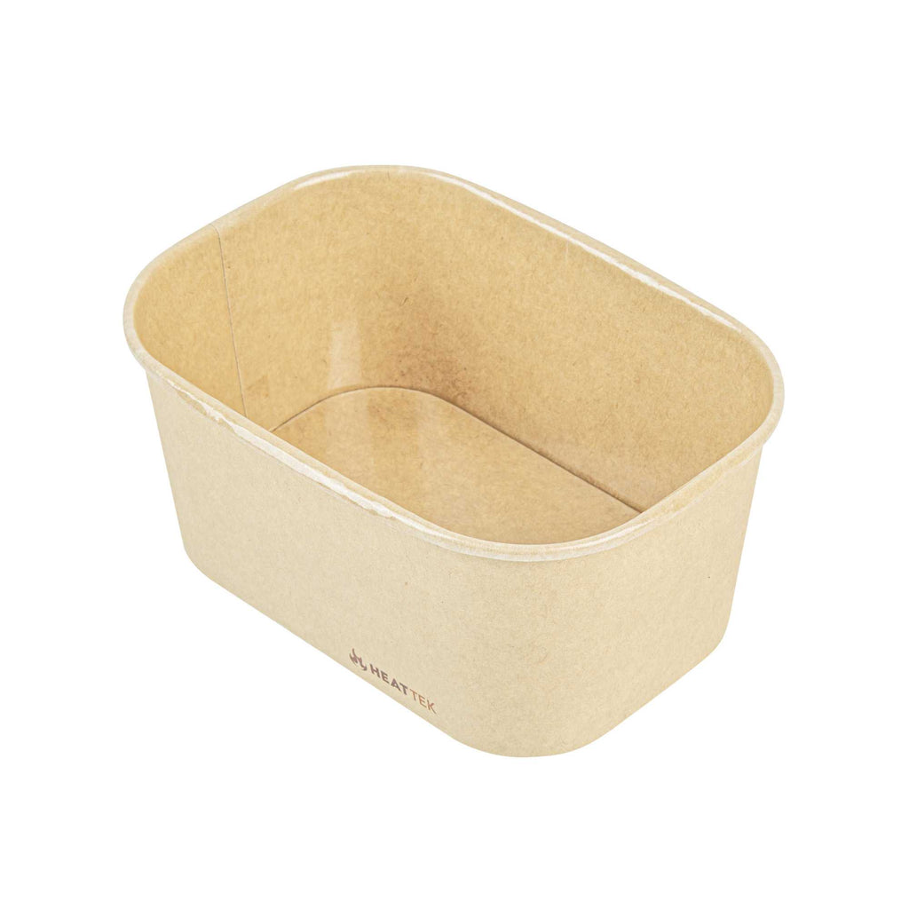 Heat Tek 34 oz Oval Kraft Paper Serving Container - Oven-Safe - 6 3/4" x 4 3/4" x 3" - 25 count box