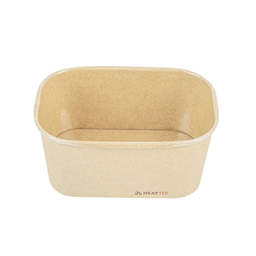 Heat Tek 34 oz Oval Kraft Paper Serving Container - Oven-Safe - 6 3/4" x 4 3/4" x 3" - 25 count box