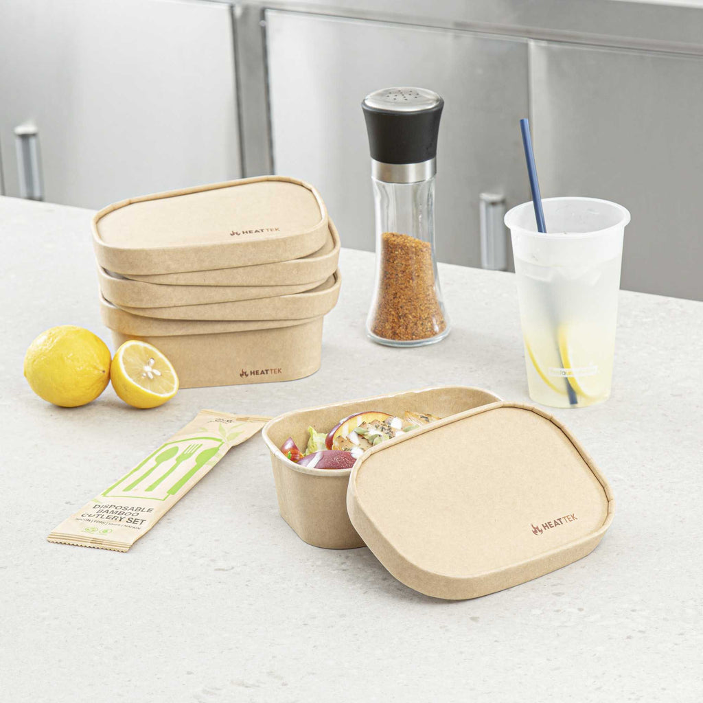 Heat Tek Oval Kraft Paper Lid - Fits 17, 20, 25 and 34 oz Serving Container - 25 count box