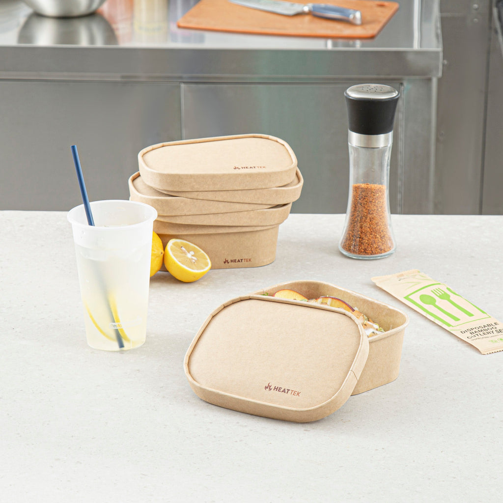 Heat Tek Oval Kraft Paper Lid - Fits 17, 20, 25 and 34 oz Serving Container- 100 count box
