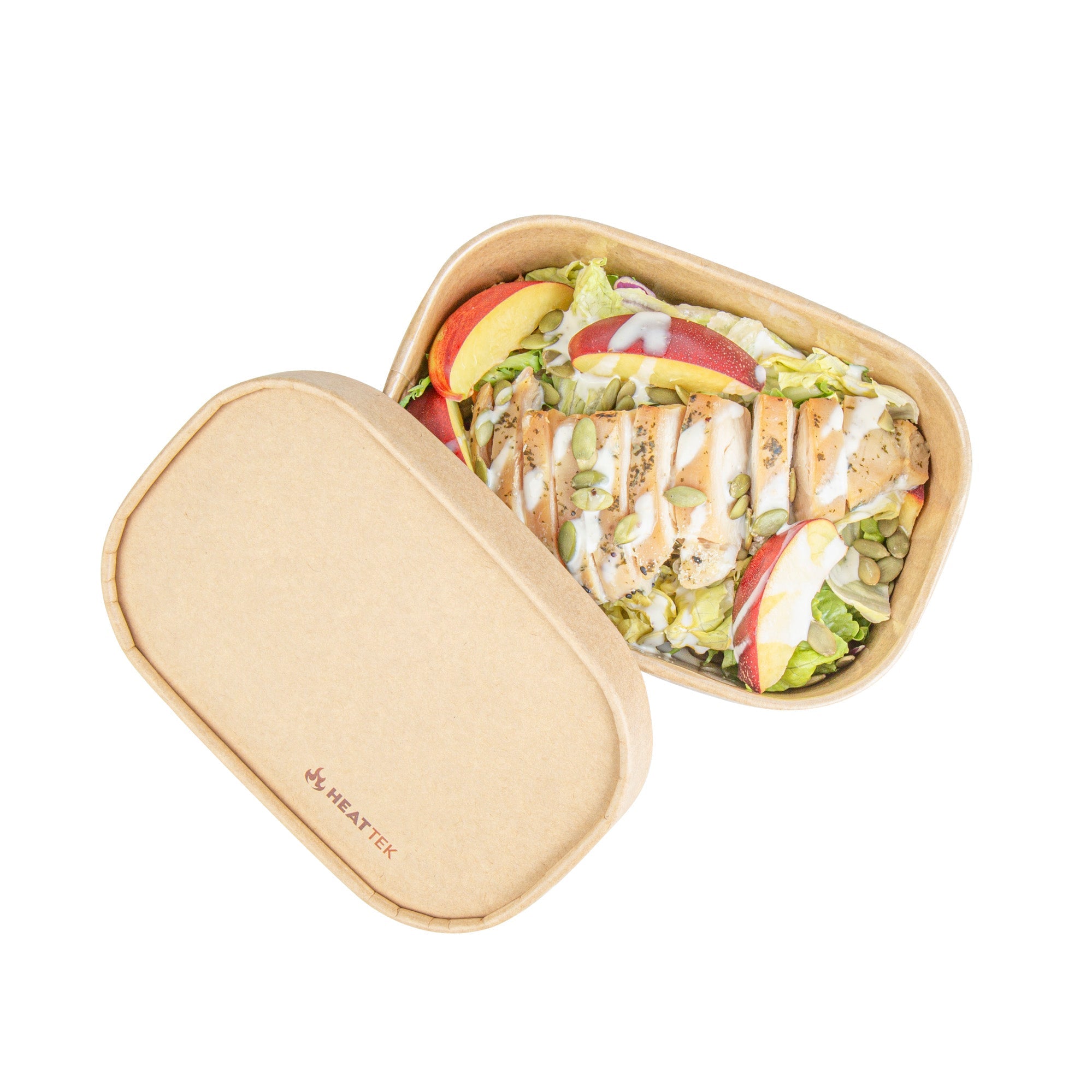 Heat Tek Oval Kraft Paper Lid - Fits 17, 20, 25 and 34 oz Serving Container- 100 count box