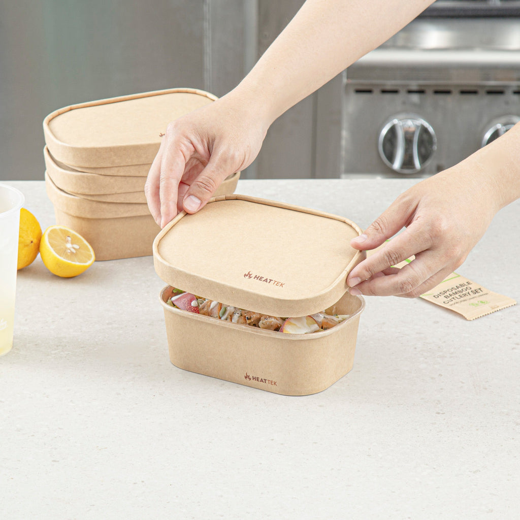 Heat Tek Oval Kraft Paper Lid - Fits 17, 20, 25 and 34 oz Serving Container- 100 count box