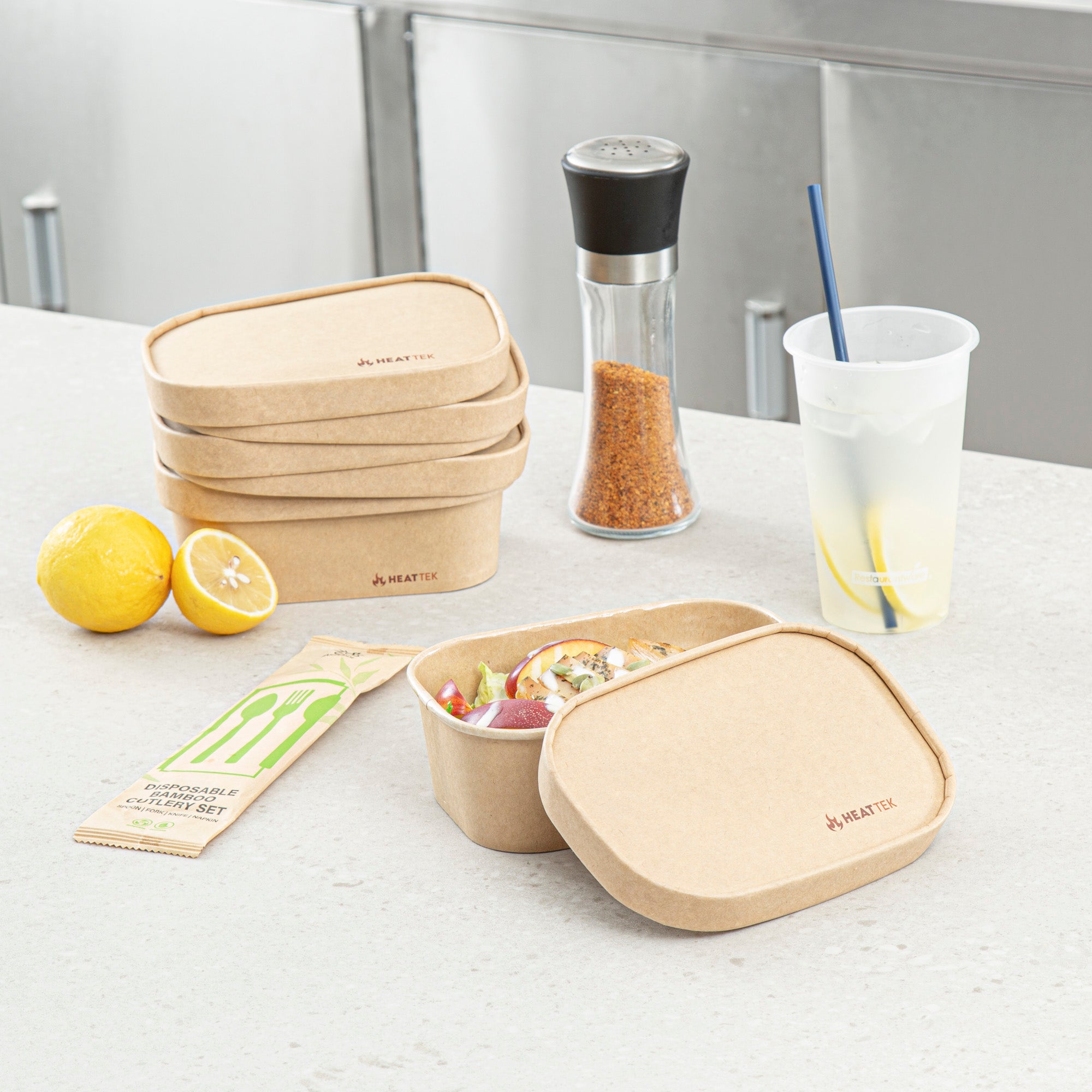 Heat Tek Oval Kraft Paper Lid - Fits 17, 20, 25 and 34 oz Serving Container- 100 count box