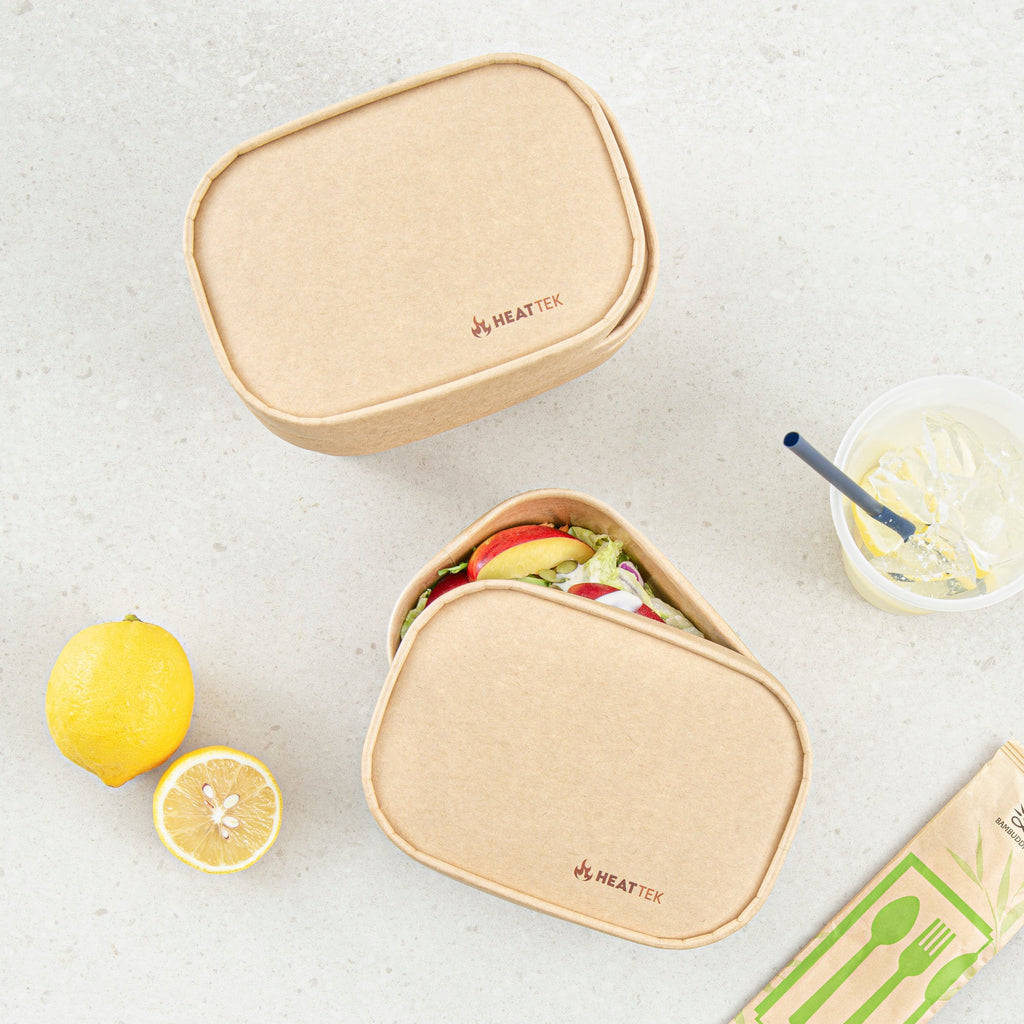 Heat Tek Oval Kraft Paper Lid - Fits 17, 20, 25 and 34 oz Serving Container- 100 count box